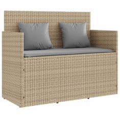 Greatstore bézs polyrattan kerti pad párnákkal