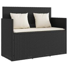 Greatstore fekete polyrattan kerti pad párnával