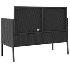 Greatstore fekete polyrattan kerti pad párnával