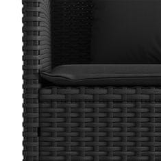 Greatstore fekete polyrattan kerti pad párnával