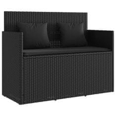 Greatstore fekete polyrattan kerti pad párnával