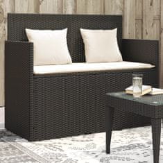 Greatstore fekete polyrattan kerti pad párnával