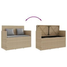 Greatstore bézs polyrattan kerti pad párnákkal