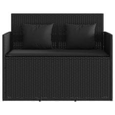 Greatstore fekete polyrattan kerti pad párnával