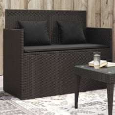 Greatstore fekete polyrattan kerti pad párnával