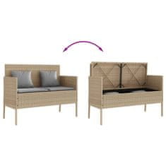 Greatstore bézs polyrattan kerti pad párnákkal