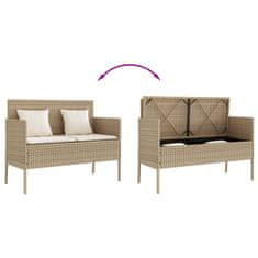 Greatstore bézs polyrattan kerti pad párnákkal