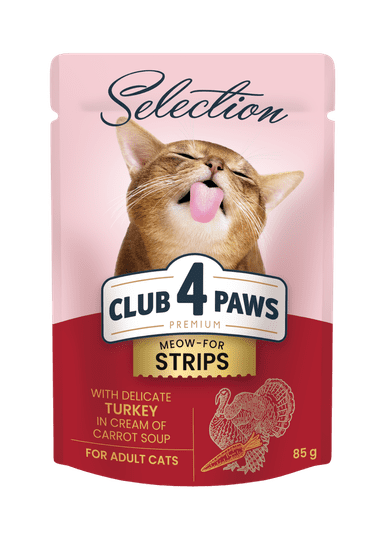 Club4Paws Premium Nedves macskaeledel - Pulyka sárgarépakrémlevesben 12x85g