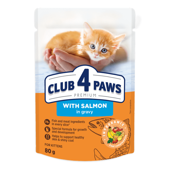 Club4Paws Premium Nedves cicatáp - Lazac mártásban 24x80g