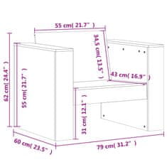 Greatstore impregnált fenyőfa kerti kanapé 79 x 60 x 62 cm