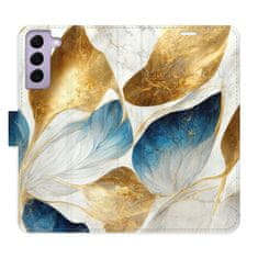 iSaprio GoldBlue Leaves flip tok Samsung Galaxy S22 5G