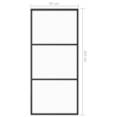 Vidaxl fekete ESG üveg és alumínium tolóajtó 90 x 205 cm (151009)