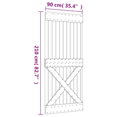 Vidaxl tömör fenyőfa tolóajtó fémszerelékszettel 90 x 210 cm (3203001)