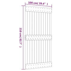 Vidaxl tömör fenyőfa tolóajtó fémszerelék szettel 100 x 210 cm (3203235)