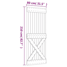 Vidaxl tömör fenyőfa tolóajtó fémszerelék szettel 80 x 210 cm (3202999)