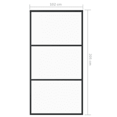 Vidaxl fekete ESG üveg és alumínium tolóajtó 102 x 205 cm (151010)