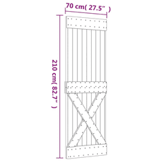 Vidaxl tömör fenyőfa tolóajtó fémszerelékszettel 70 x 210 cm (3203054)