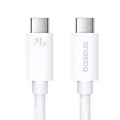 BASEUS USB Type-C töltő- és adatkábel, USB Type-C, 100 cm, 240W, törésgátlóval, gyorstöltés, PD, Superior 2, P10365200211-02, fehér (RS152065)