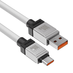 BASEUS USB töltő- és adatkábel, USB Type-C, 100 cm, 6000 mA, 100W, törésgátlóval, gyorstöltés, Coolplay, CAKW000602, fehér (RS146349)