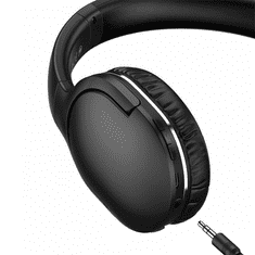 BASEUS Bluetooth sztereó fejhallgató, v5.0, mikrofon, 3.5mm, funkció gomb, hangerő szabályzó, zajszűrővel, összecsukható, teleszkópos fejpánt, Encok D02 Pro, fekete (130879)