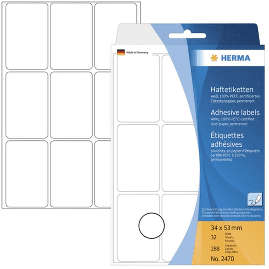 Herma Vielzwecketiketten weiß 34x53 mm Papier matt 288 St. (2470)