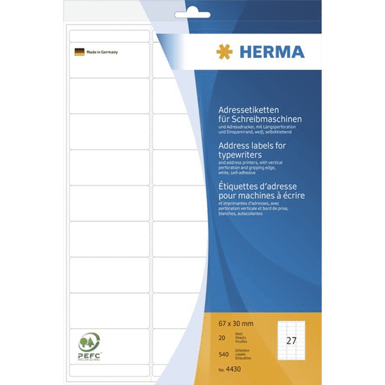 Herma Adressetik. 67x30 mm Papier matt Ecken rund 540 St. (4430)