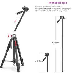 ULANZI VT01 multifunkcionális hordozható fotóállvány monopoddal fekete (UL-2777) (UL-2777)