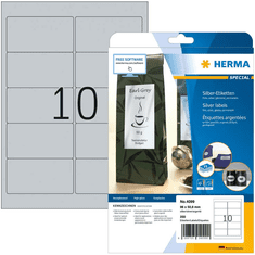 Herma Etiketten A4 silber 96x50,8 mm Folie glänz. 250 St. (4099)