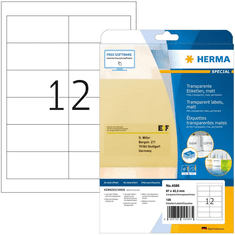 Herma Etik. transparent A4 matt 97 x 42.3mm wfest 120 St. (4586)