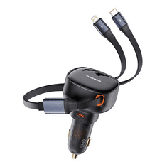 BASEUS Enjoyment Pro autós töltő USB-C - Lightning kábellel 60W fekete (C00057802111-00) (C00057802111-00)