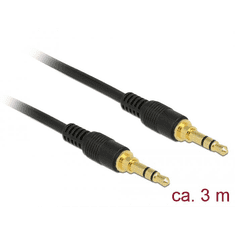 DELOCK sztereó jack kábel 3,5 mm 3 pin apa > apa 3m fekete (85551) (DE85551)