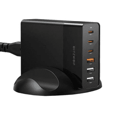 Blitzwolf BW-S25 hálózati töltőadapter 3xUSB-C 3xUSB-A 75W fekete (BW-S25)