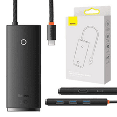 BASEUS Lite Series 5 az 1-ben USB-C -HDMI+USB3.0x3+PD hub fekete (WKQX080201) (WKQX080201)