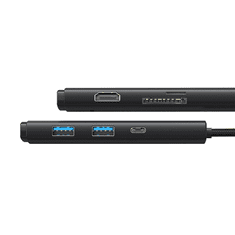 BASEUS Lite 6in1 adapter USB-C 2x USB 3.0 + USB-C PD + HDMI + SD/TF hub fekete (WKQX050101) (WKQX050101)