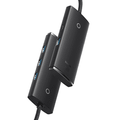 BASEUS Lite Series 4 az 1-ben USB - 4x USB 3.0 hub 25 cm fekete (WKQX030001) (WKQX030001)