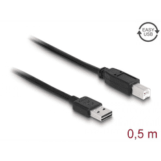 DELOCK EASY-USB 2.0 Type-A apa > USB 2.0 Type-B apa kábel 0,5m fekete (83684) (delock83684)