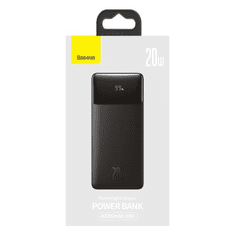 BASEUS Power Bank Bipow with Digital Display, Fast Charge, C+U+U (with USB-A to Micro USB, 0,25m cable) 15W, 0.25m, 20000 mAh, Black (PPBD050501) (PPBD050501)