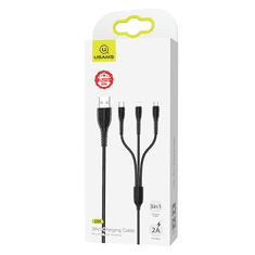 USAMS SJ367USB01 3az1-ben USB-A - Lightining/Type-C/microUSB töltőkábel 100cm (1343868) (SJ367USB01)