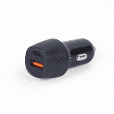 Gembird TA-U2QC3-CAR-02 2xUSB autós gyorstöltő Type-C PD, 18W fekete (TA-U2QC3-CAR-02)