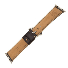 Berkeley Apple Watch 42mm/44mm bőrszíj sötétbarna, ezüst csat, barna varrás (FIXBERW-BRWSL) (FIXBERW-BRWSL)