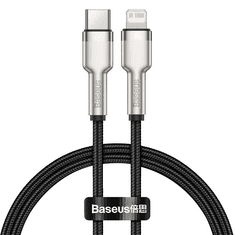 BASEUS Cafule USB-C- Lightning kábel, PD, 20W, 0.25m, fekete (CATLJK-01) (CATLJK-01)