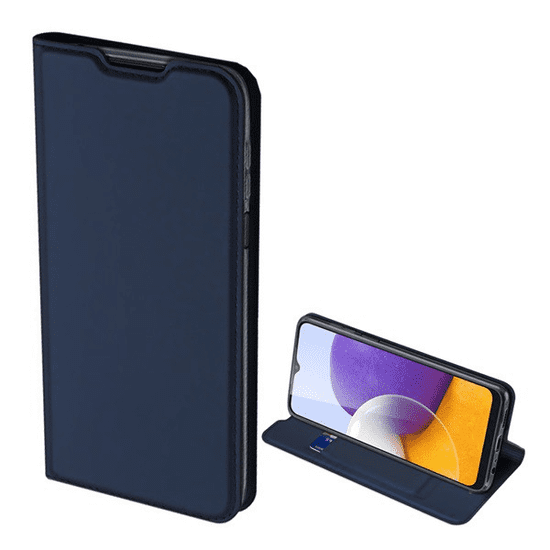Dux Ducis SKIN PRO tok álló, bőr hatású (FLIP, oldalra nyíló, bankkártya tartó, asztali tartó funkció) SÖTÉTKÉK [Samsung Galaxy A22 5G (SM-A226)] (5996591085821)