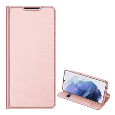 Dux Ducis SKIN PRO tok álló, bőr hatású (FLIP, oldalra nyíló, bankkártya tartó, asztali tartó funkció) ROZÉARANY [Samsung Galaxy S22 Plus 5G (SM-S906)] (5996591119342)