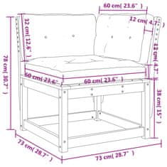 Greatstore fehér tömör fenyőfa kerti sarokkanapé párnával 73 x 73 x 78 cm