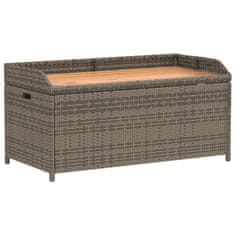 Greatstore szürke polyrattan és akácfa tárolópad 100 x 50 x 52 cm