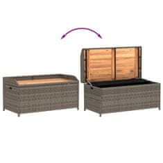 Greatstore szürke polyrattan és akácfa tárolópad 100 x 50 x 52 cm