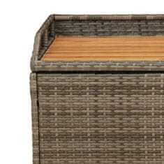 Greatstore szürke polyrattan és akácfa tárolópad 100 x 50 x 52 cm