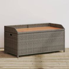 Greatstore szürke polyrattan és akácfa tárolópad 100 x 50 x 52 cm