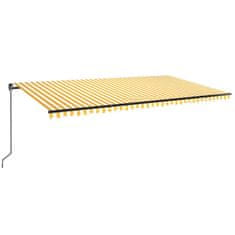 Vidaxl sárga és fehér kézzel kihúzható LED-es napellenző 600 x 350 cm 3069243