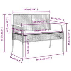 Greatstore fekete polyrattan és akácfa kerti pad párnával